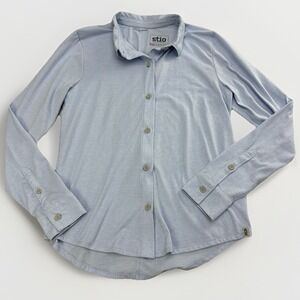 Stio Divide Long Sleeve Button Up Shirt Womens‎ XS Light Blue Organic Cotton